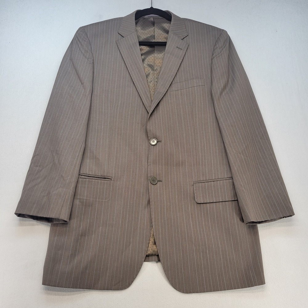 Mantoni Blazer Mens 40R Brown Pinstripe Super 140s Virgin Wool Suit Jacket